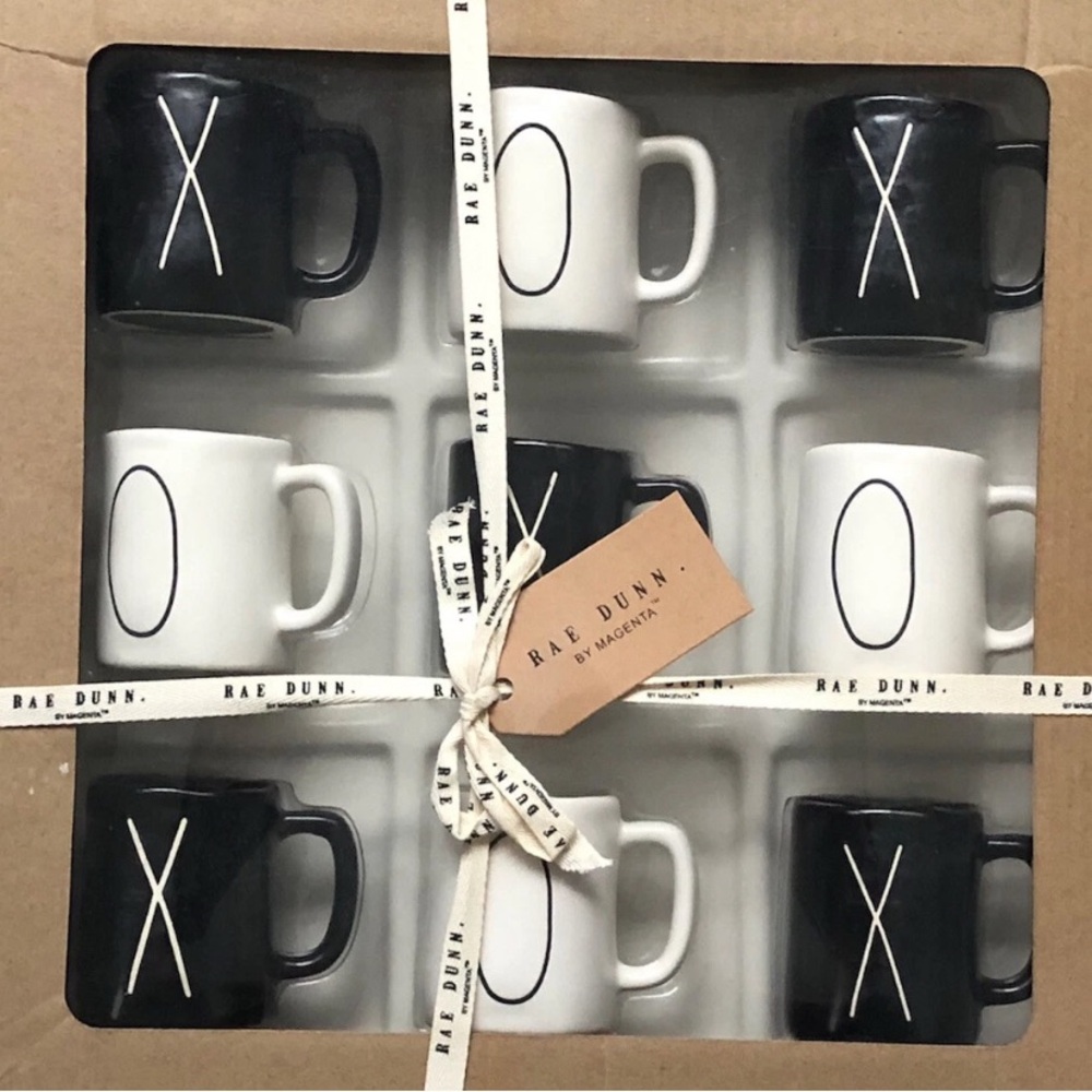 Rae Dunn tic tac toe Ceramic Expresso Cup Set